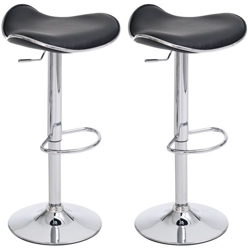Lot De 2 Tabourets De Bar En Synthétique Noir Pieds Métal Chromé Pivotant Et Hauteur Réglable 10_0
