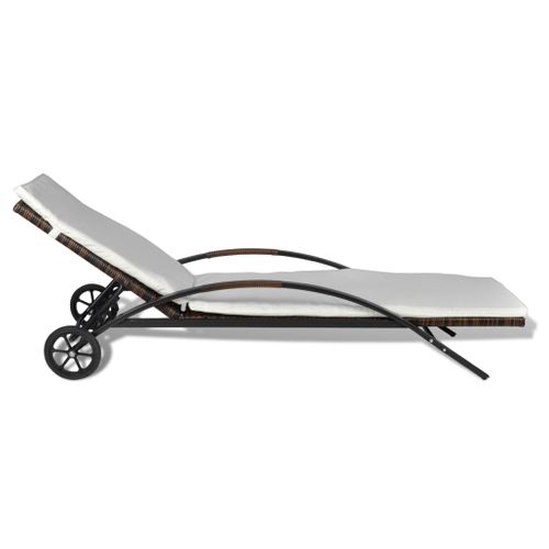 Transat Chaise Longue Bain De Soleil Lit De Jardin Terrasse Meuble D'extérieur Avec Coussin