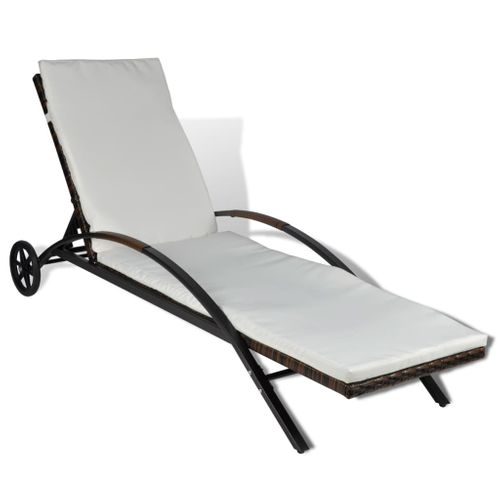Transat Chaise Longue Bain De Soleil Lit De Jardin Terrasse Meuble D'extérieur Avec Coussin