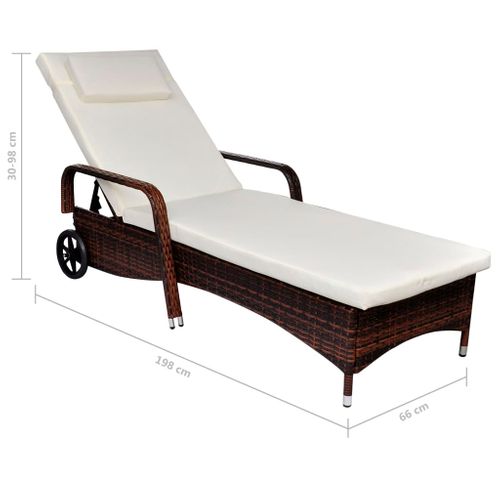 Transat Chaise Longue Bain De Soleil Lit De Jardin Terrasse Meuble D'extérieur Avec Coussin