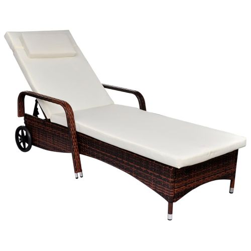 Transat Chaise Longue Bain De Soleil Lit De Jardin Terrasse Meuble D'extérieur Avec Coussin