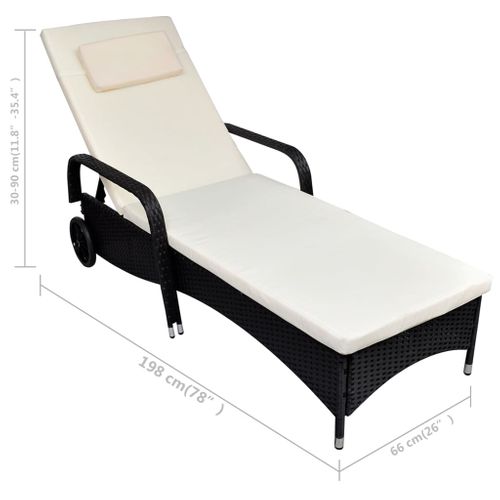 Transat Chaise Longue Bain De Soleil Lit De Jardin Terrasse Meuble D'extérieur Avec Coussin