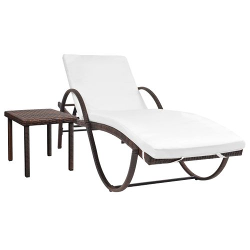 Transat Chaise Longue Bain De Soleil Lit De Jardin Terrasse Meuble D'extérieur Avec Coussin