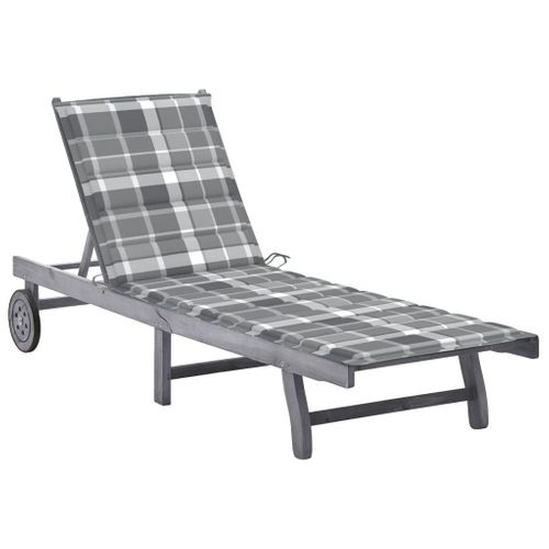 Transat Chaise Longue Bain De Soleil Lit De Jardin Terrasse Meuble D'extérieur Avec Coussin Gris