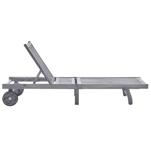 Transat Chaise Longue Bain De Soleil Lit De Jardin Terrasse Meuble D'extérieur Avec Coussin Bois