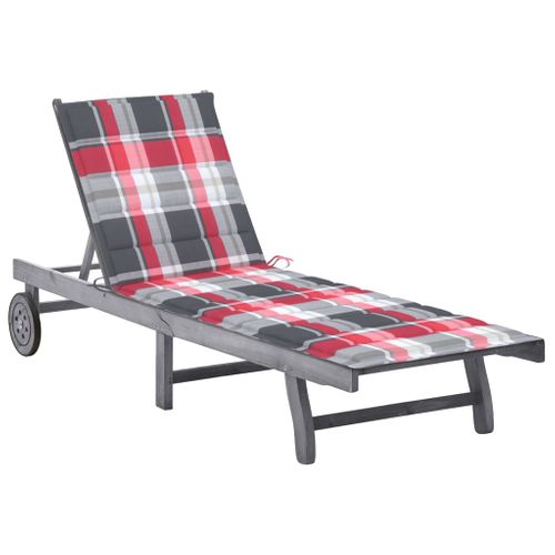 Transat Chaise Longue Bain De Soleil Lit De Jardin Terrasse Meuble D'extérieur Avec Coussin Gris