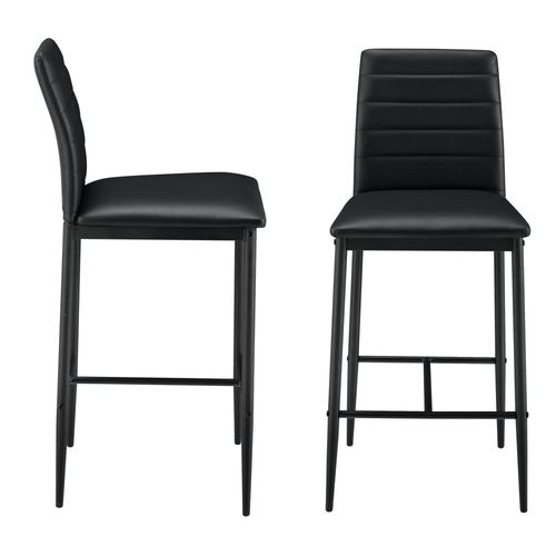 Lot De 2 Tabourets De Bar Chaises Avec Pieds En Acier Assise Synthétique Et Hauteur D
