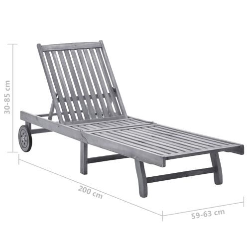 Transat Chaise Longue Bain De Soleil Lit De Jardin Terrasse Meuble D'extérieur Avec Coussin Noir
