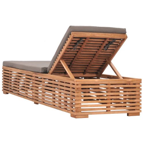 Transat Chaise Longue Bain De Soleil Lit De Jardin Terrasse Meuble D'extérieur Avec Coussin Gris