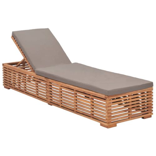 Transat Chaise Longue Bain De Soleil Lit De Jardin Terrasse Meuble D'extérieur Avec Coussin Gris