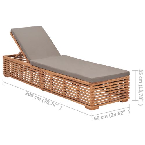 Transat Chaise Longue Bain De Soleil Lit De Jardin Terrasse Meuble D'extérieur Avec Coussin Gris