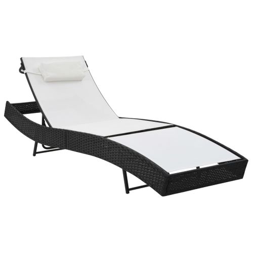 Transat Chaise Longue Bain De Soleil Lit De Jardin Terrasse Meuble D'extérieur Avec Oreiller Résine