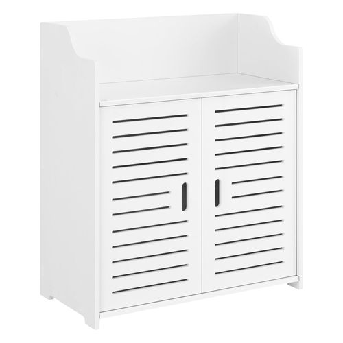 Meuble De Salle De Bain Stylé Avec Étagères Meuble De Rangement à 2 Portes 72 Cm Blanc