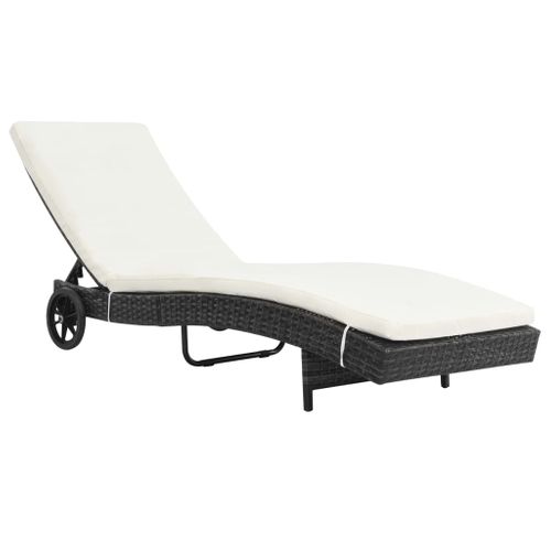 Transat Chaise Longue Bain De Soleil Lit De Jardin Terrasse Meuble D'extérieur Avec Roues Et Coussin