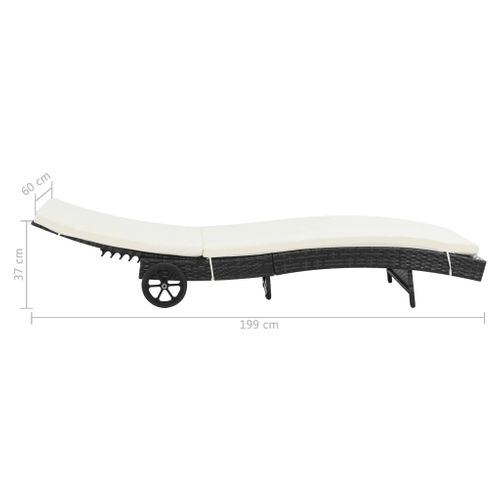 Transat Chaise Longue Bain De Soleil Lit De Jardin Terrasse Meuble D'extérieur Avec Roues Et Coussin