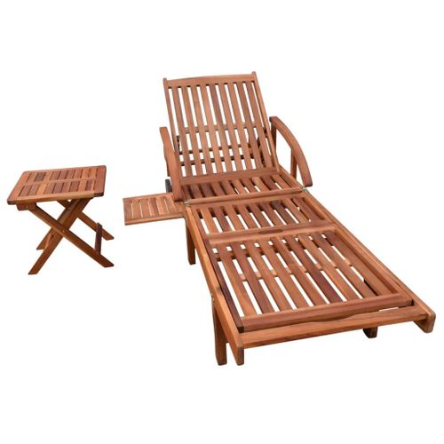 Transat Chaise Longue Bain De Soleil Lit De Jardin Terrasse Meuble D'extérieur Avec Table