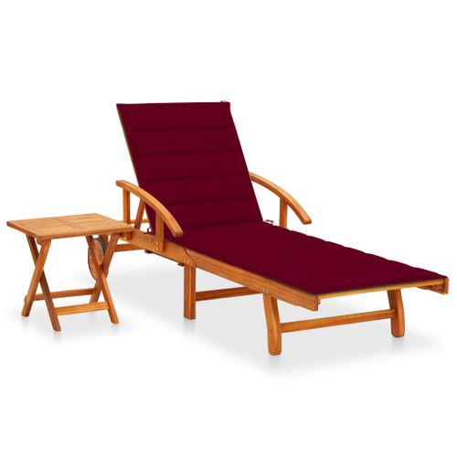 Transat Chaise Longue Bain De Soleil Lit De Jardin Terrasse Meuble D'extérieur Avec Table Et Coussin
