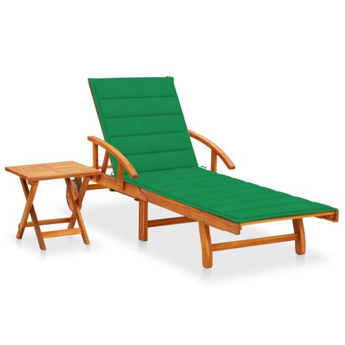 Transat Chaise Longue Bain De Soleil Lit De Jardin Terrasse Meuble D'extérieur Avec Table Et Coussin