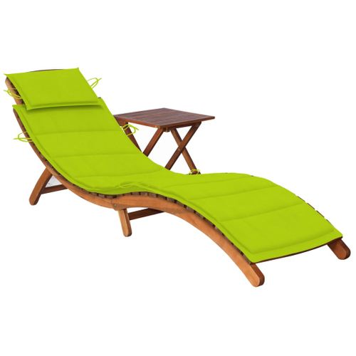 Transat Chaise Longue Bain De Soleil Lit De Jardin Terrasse Meuble D'extérieur Avec Table Et Coussin