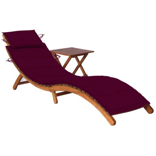 Transat Chaise Longue Bain De Soleil Lit De Jardin Terrasse Meuble D'extérieur Avec Table Et Coussin