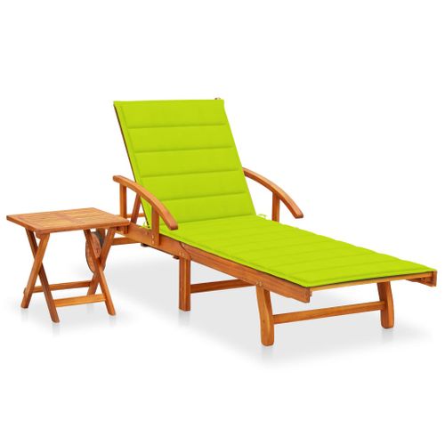 Transat Chaise Longue Bain De Soleil Lit De Jardin Terrasse Meuble D'extérieur Avec Table Et Coussin
