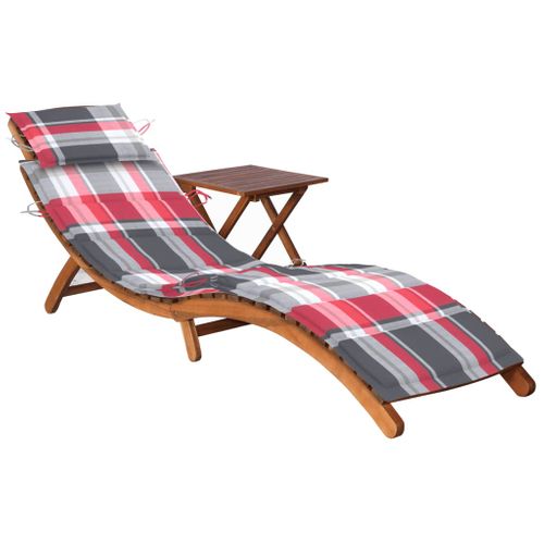 Transat Chaise Longue Bain De Soleil Lit De Jardin Terrasse Meuble D'extérieur Avec Table Et Coussin