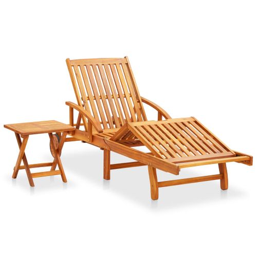 Transat Chaise Longue Bain De Soleil Lit De Jardin Terrasse Meuble D'extérieur Avec Table
