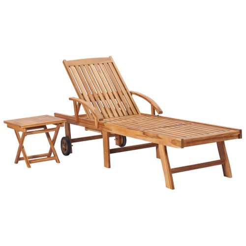 Transat Chaise Longue Bain De Soleil Lit De Jardin Terrasse Meuble D'extérieur Avec Table