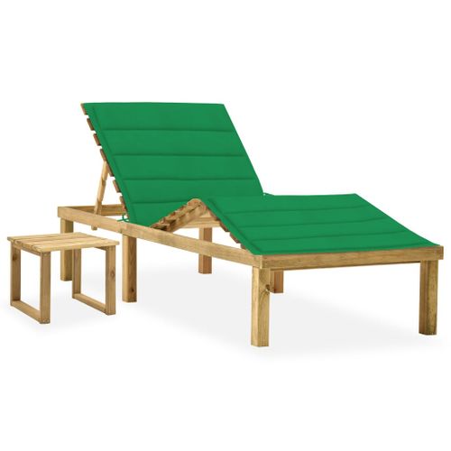 Transat Chaise Longue Bain De Soleil Lit De Jardin Terrasse Meuble D'extérieur Avec Table Et Coussin