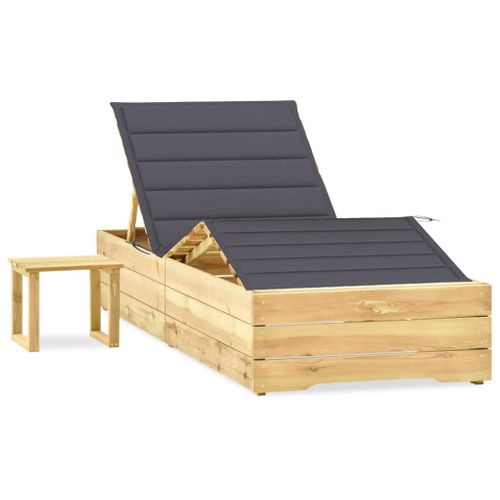 Transat Chaise Longue Bain De Soleil Lit De Jardin Terrasse Meuble D'extérieur 198 Cm Avec Table