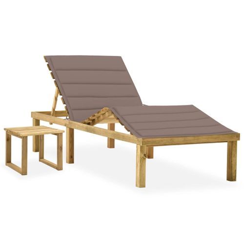Transat Chaise Longue Bain De Soleil Lit De Jardin Terrasse Meuble D'extérieur Avec Table