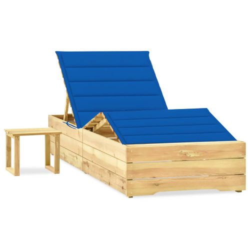 Transat Chaise Longue Bain De Soleil Lit De Jardin Terrasse Meuble D'extérieur 198 Cm Avec Table