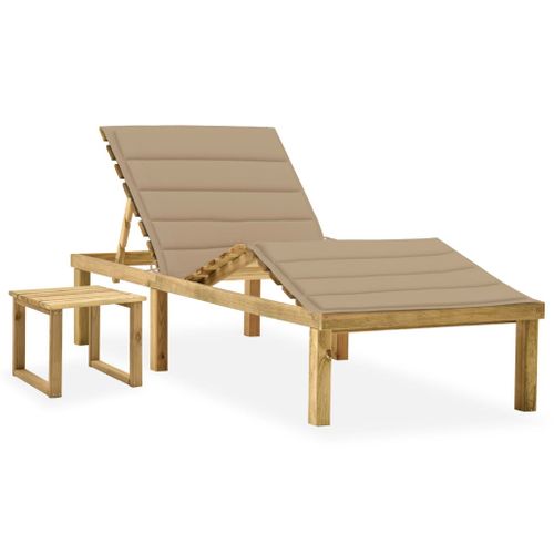 Transat Chaise Longue Bain De Soleil Lit De Jardin Terrasse Meuble D'extérieur 200 Cm Avec Table