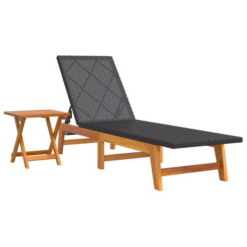 Transat Chaise Longue Bain De Soleil Lit De Jardin Terrasse Meuble D'extérieur Avec Table Résine