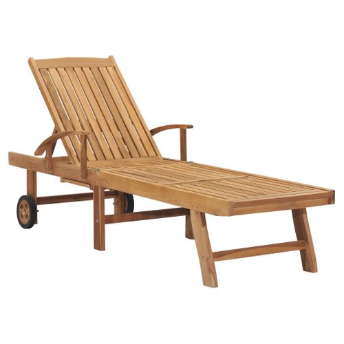 Transat Chaise Longue Bain De Soleil Lit De Jardin Terrasse Meuble D'extérieur Bois D
