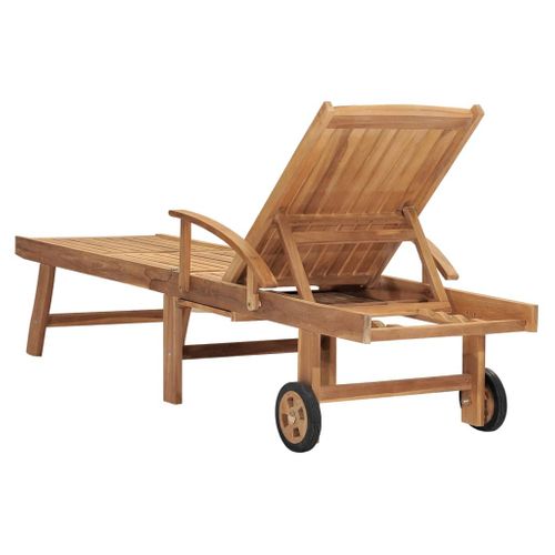 Transat Chaise Longue Bain De Soleil Lit De Jardin Terrasse Meuble D'extérieur Bois D
