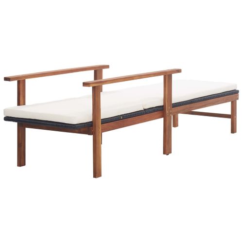 Transat Chaise Longue Bain De Soleil Lit De Jardin Terrasse Meuble D'extérieur Et Coussin Résine