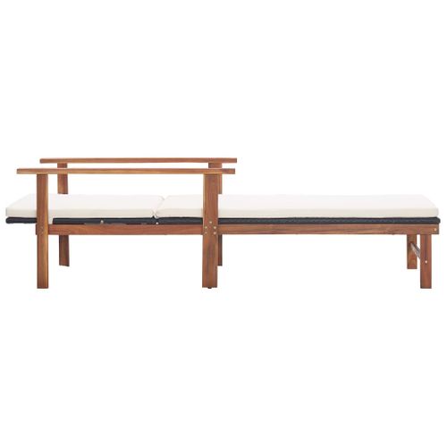 Transat Chaise Longue Bain De Soleil Lit De Jardin Terrasse Meuble D'extérieur Et Coussin Résine