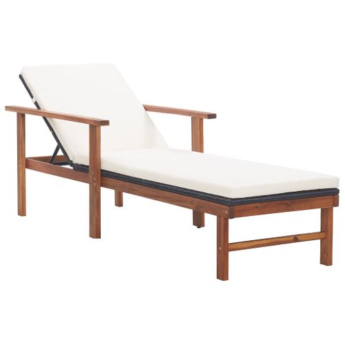 Transat Chaise Longue Bain De Soleil Lit De Jardin Terrasse Meuble D'extérieur Et Coussin Résine