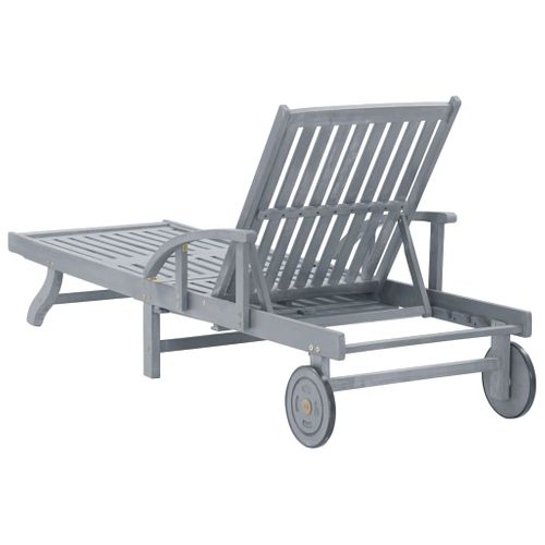 Transat Chaise Longue Bain De Soleil Lit De Jardin Terrasse Meuble D'extérieur Gris B