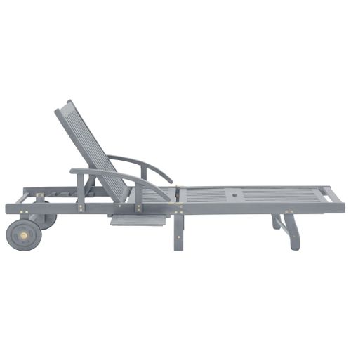 Transat Chaise Longue Bain De Soleil Lit De Jardin Terrasse Meuble D'extérieur Gris B