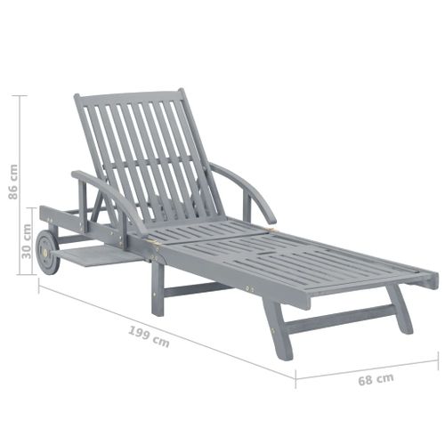 Transat Chaise Longue Bain De Soleil Lit De Jardin Terrasse Meuble D'extérieur Gris B