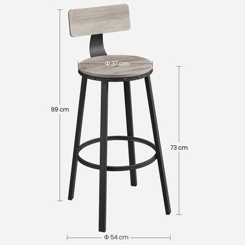 Lot De 2 Chaises De Bar Tabourets Hauts Avec Dossier Siège De Cuisine Cadre En Acier