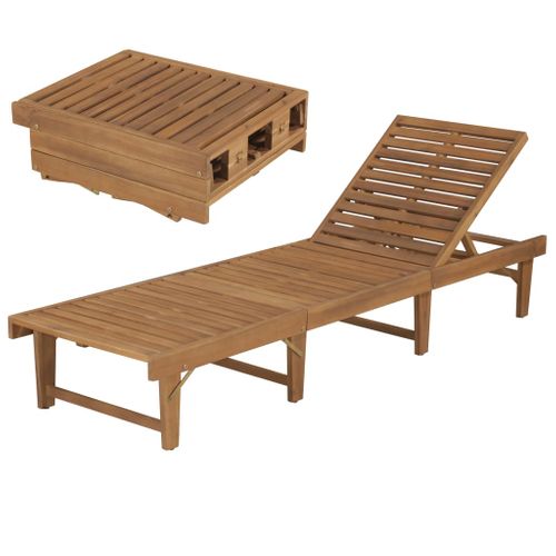 Transat Chaise Longue Bain De Soleil Lit De Jardin Terrasse Meuble D'extérieur Pliable Bois