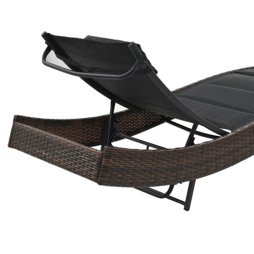 Transat Chaise Longue Bain De Soleil Lit De Jardin Terrasse Meuble D'extérieur Résine Tressée