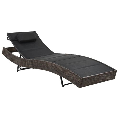 Transat Chaise Longue Bain De Soleil Lit De Jardin Terrasse Meuble D'extérieur Résine Tressée