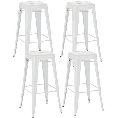 Lot De 4 Tabourets De Bar Style Industriel Avec Repose-pieds En Métal Blanc 10_0001073