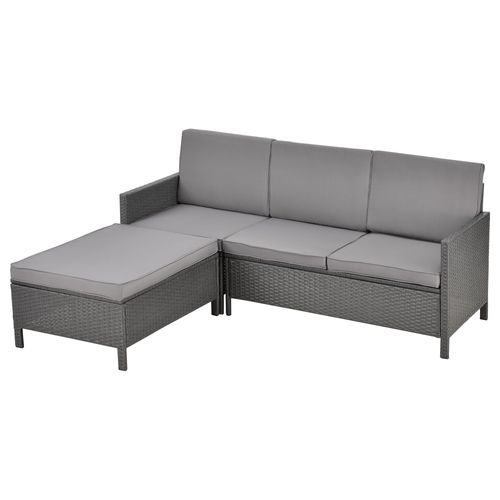 Salon De Jardin Design Set De 3 Meubles Extérieurs Ensemble De Canapé Tabouret Table