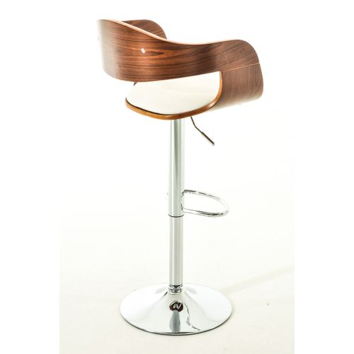 Set De 2 Chaises Hautes De Bar Avec Repose-pied Design Moderne Noyer Et Synthétique Blanc 10_0001