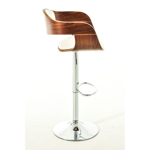 Set De 2 Chaises Hautes De Bar Avec Repose-pied Design Moderne Noyer Et Synthétique Blanc 10_0001